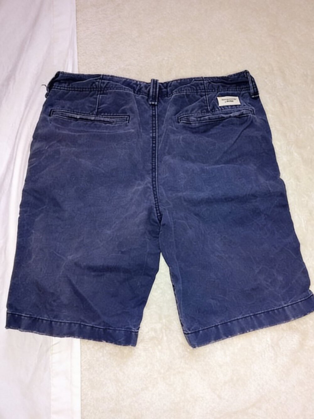 Abercrombie & Fitch Chino Shorts Blue Button Slash Pockets Solid Casual